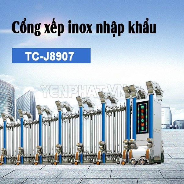 Cổng xếp inox nhập khẩu TC-J8907 